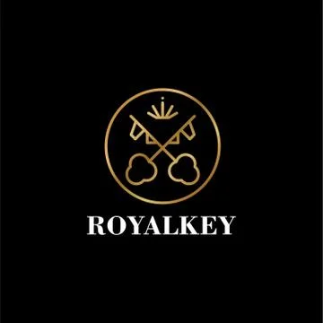 Royalkey logo. Vector logotype design element. Real estate, key, house, home Stock Illustration