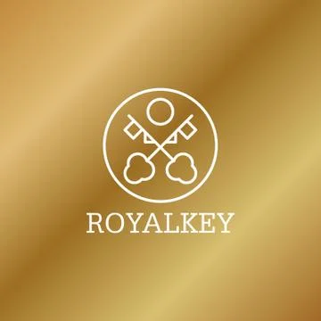 Royalkey logo. Vector logotype design element. Real estate, key, house, home Stock Illustration