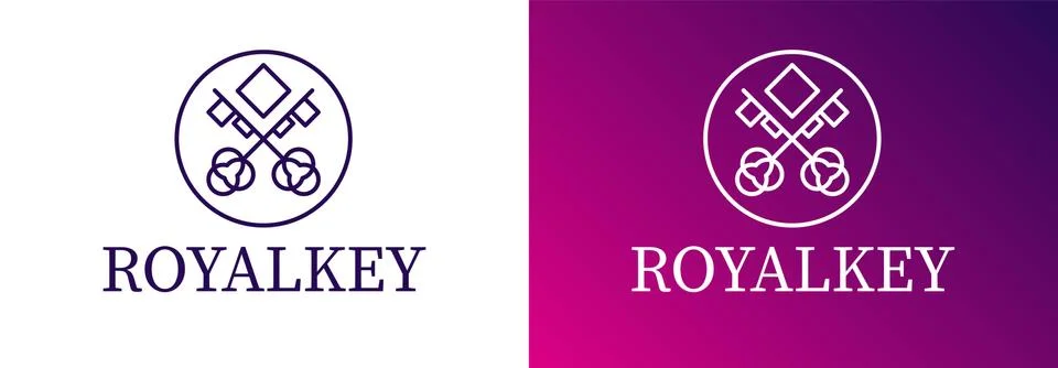 Royalkey logo. Vector logotype design element. Real estate, key, house, home Illustrazione stock