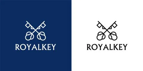 Royalkey logo. Vector logotype design element. Real estate, key, house, home Stock Illustration
