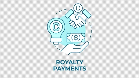Royalty payments blue concept icon animation Stock Footage 341023145
