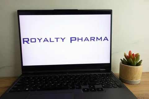 Royalty Pharma plc logo displayed on laptop Stock Photos