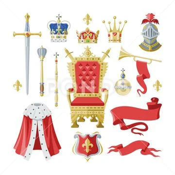 Royalty vector golden royal crown symbol of king queen and princess illustration Stock Illustration
