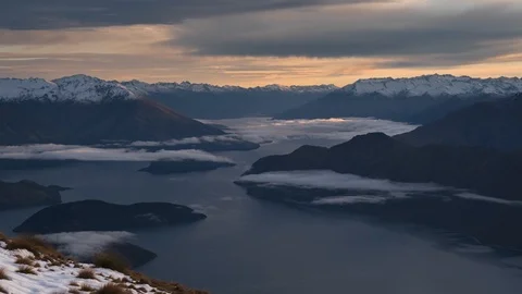 Roys Peak cloudscape time lapse, south island New Zealand Stock Footage 96147960