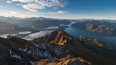 Roys Peak sunset time lapse, south island New Zealand Stock Footage 96119601