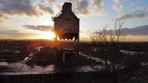 Royston pit stack sunset Stock Photos