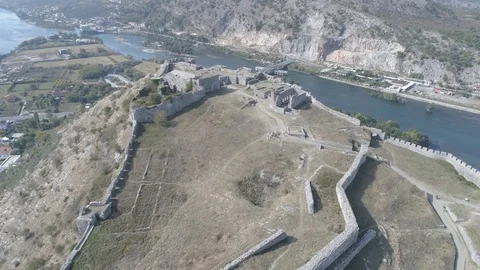 Rozafa Castle, AlbaniaShkoder taken in 2018, 4k  Stockbeeldmateriaal 97340891