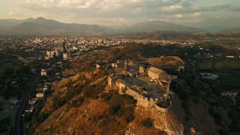 Rozafa Castle Ruins at Sunset, Shkoder Albania Stock-Footage 331303992