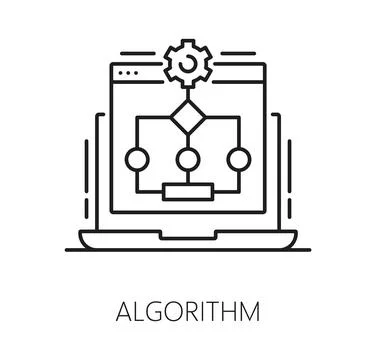 RPA algorithm line icon or outline pictogram 스톡 일러스트