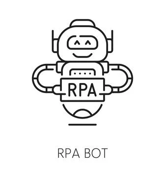 RPA bot thin line icon or robot automation symbol 스톡 일러스트