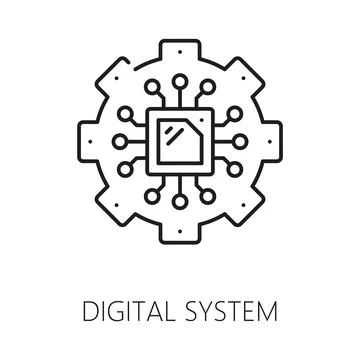 RPA digital system thin line icon or sign Stock Illustration