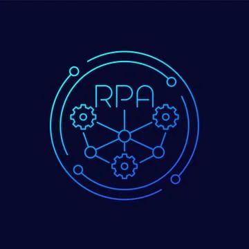 RPA icon, Robotic process automation linear design Stock Illustration
