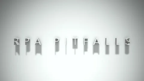 Rpa pitfalls 3D title animation white text on a white background Stock Footage 299749077