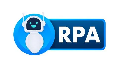 RPA Robotic process automation. Artificial intelligence, machine learning Stock Illustration