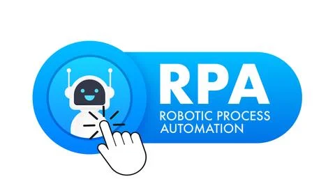 RPA Robotic process automation innovation. Robots and ai. Artificial Illustrazione stock