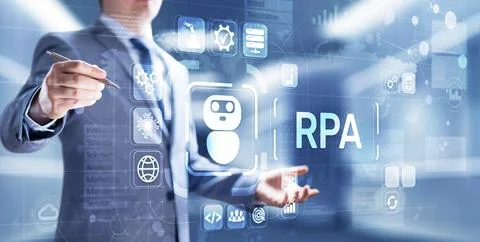 RPA Robotic process automation innovation technology concept on virtual scree Stock-Fotos