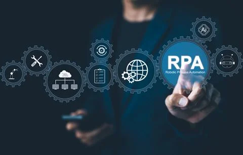 RPA, Robotic Process Automation System Concept. Stock Photos