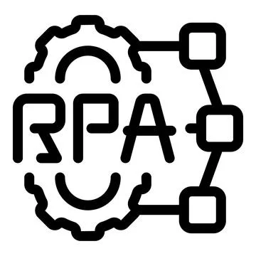 Rpa robotic process automation technology icon with process flow Illustrazione stock