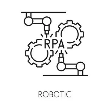 RPA robotic process automation thin line icon Stock Illustration