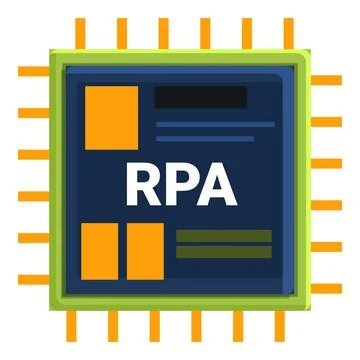 Rpa software operating with automation process algorithm on chip Illustrazione stock