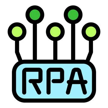 Rpa symbol connecting multiple nodes, representing business process optimizat Illustrazione stock