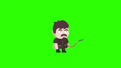 RPG Archer Game Character Walking Green Screen Stock Footage 144048975