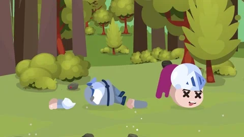 RPG Game Player Character in Heavy Armor with helmet Decapitation Stock Footage 155253242
