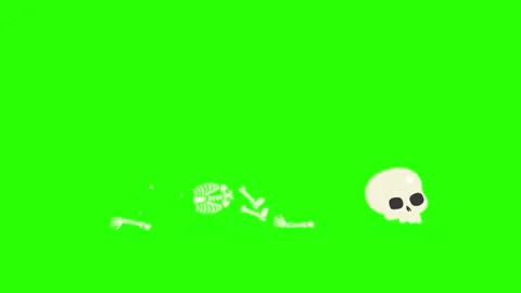 RPG Game Sad Skeleton Character Death Decapitation Green Scree Stock Footage 153594407