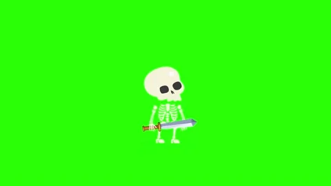 RPG Game Skeleton is Walking Forward Green Screen Stock Footage 153594284