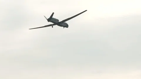 RQ-4 Global Hawk in flight Stock Footage 111203724