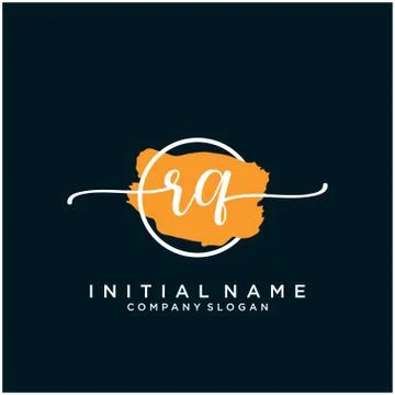 RQ Initial handwriting logo design with brush circle Stock Illustration