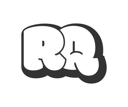 RQ logo, bubble comic lettering, rounded in graffiti style black and white .. Stock Illustration