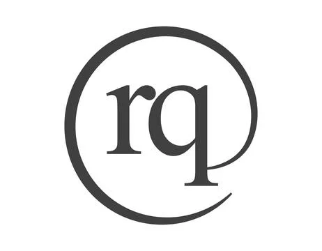 RQ logo from two letter with circle shape email sign style. R and Q round l.. Stock Illustration