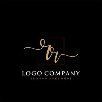 RR Initial handwriting logo with rectangle template vector Stock Illustration