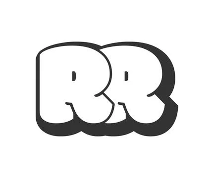 RR logo, bubble comic lettering, rounded in graffiti style black and white .. 库存插图