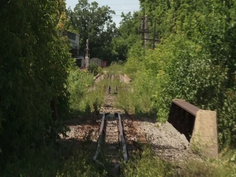 RR removal - rail bed with tracks removed Stock Footage 74174195