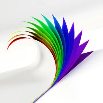 Rrainbow colored curled document corner side view Stock Illustration