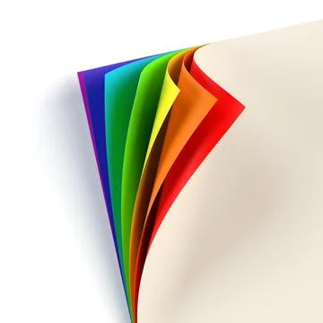 Rrainbow colored curled document corner Stock Illustration