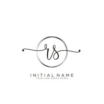 RS Initial handwriting logo with circle template vector Stock Illustration