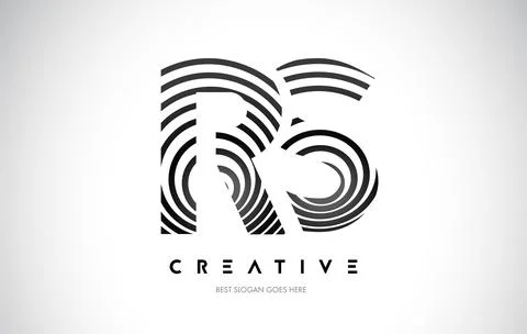 RS Lines Warp Logo Design. Letter Icon Made with Black Circular Lines. Stock Illustration