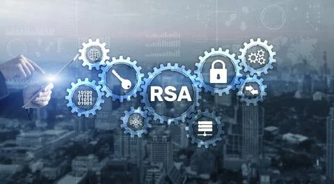 RSA. Cryptography and Network Security. Rivest Shamir Adleman cryptosystem Stock Illustration