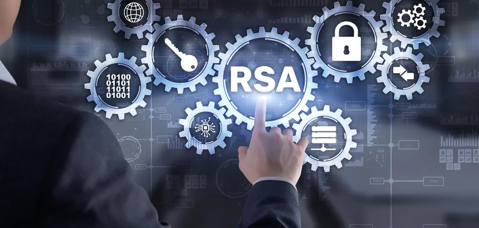 RSA. Cryptography and Network Security. Rivest Shamir Adleman cryptosystem Stock Photos