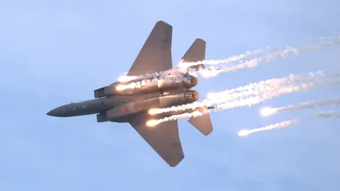 RSAF F-15SG Eagle Fighter flying display at Singapore Airshow Stock Footage 266909330