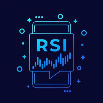 RSI trading indicator icon with smart phone Illustrazione stock