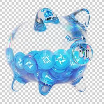 RSK Infrastructure Framework (RIF) Clear Glass piggy bank with decreasing piles 库存插图