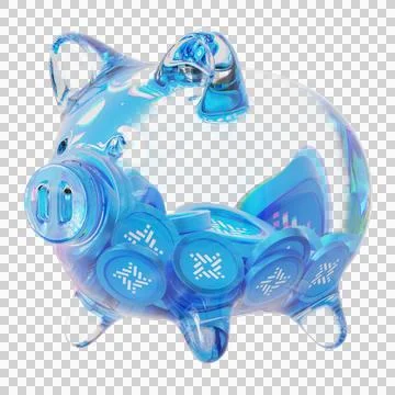 RSK Infrastructure Framework (RIF) Clear Glass piggy bank with decreasing piles Stockillustratie