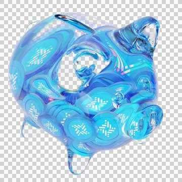 RSK Infrastructure Framework (RIF) Clear Glass piggy bank with decreasing piles 库存插图