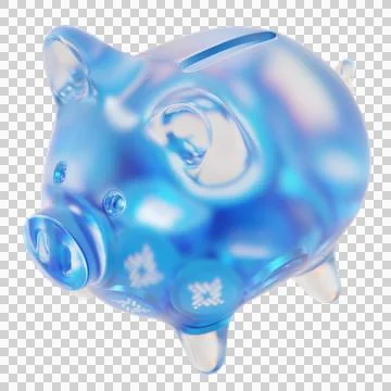 RSK Infrastructure Framework (RIF) Clear Glass piggy bank with decreasing piles 库存插图