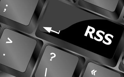 RSS button on keyboard key close-up Stock Illustration