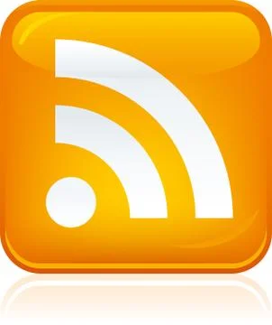 RSS candy symbol in orange with reflects. Shiny style. Stock Illustration